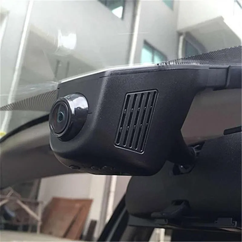 HD 1080P WiFi dash cam with night vision, 140-degree lens, black screenless body, parking monitoring