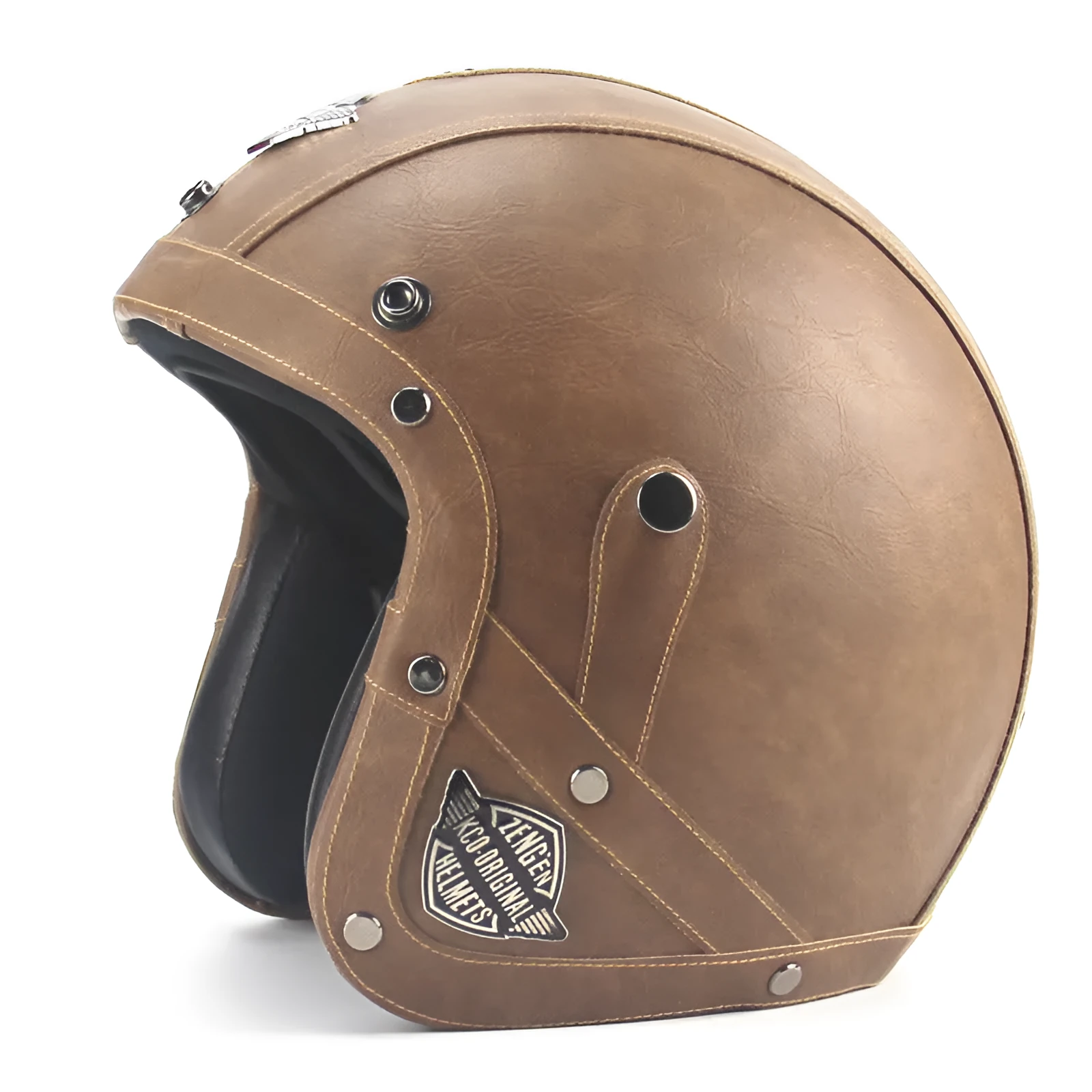 Retro 34 motorcycle helmet open face 3/4 shell in black with comfortable padding