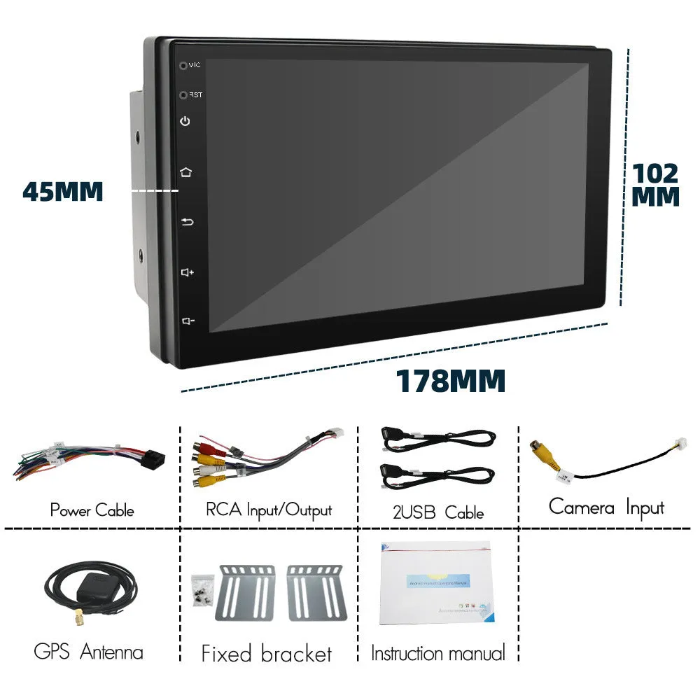 Universal black MP5 player with 7-inch screen for car GPS navigation and CarPlay connectivity