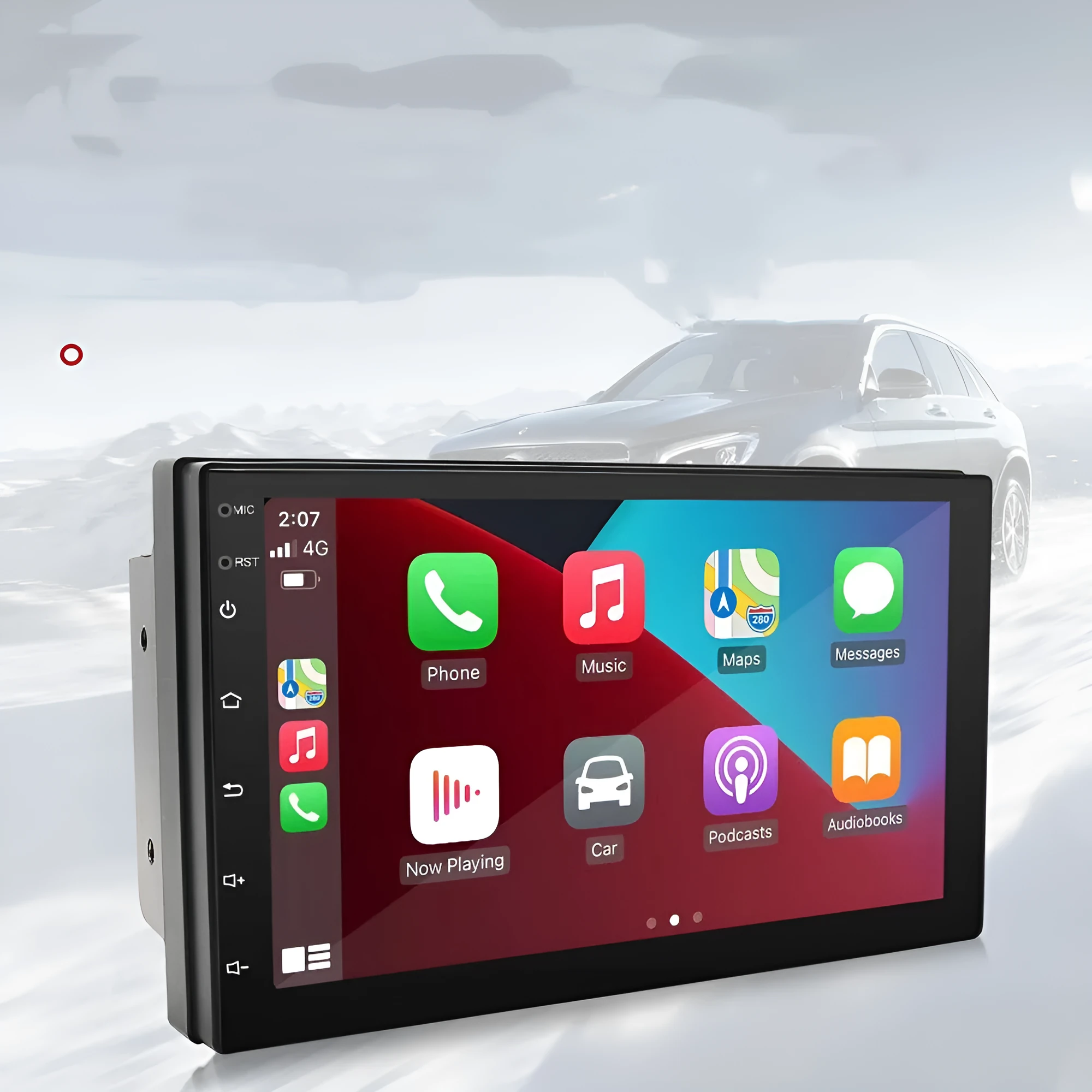 Universal black MP5 player with 7-inch screen for car GPS navigation and CarPlay connectivity