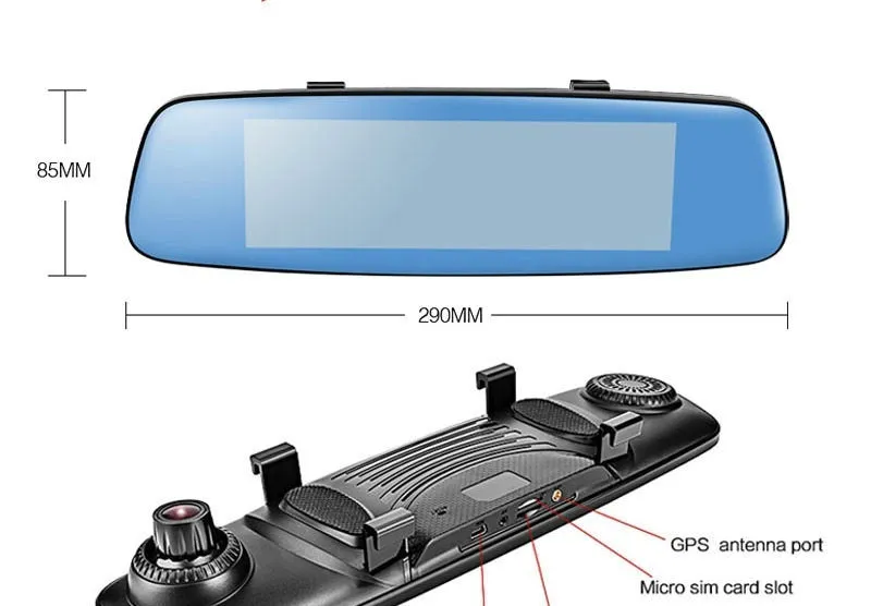 8-inch 4G cloud mirror driving recorder with front and rear 1080P HD cameras and Android navigation