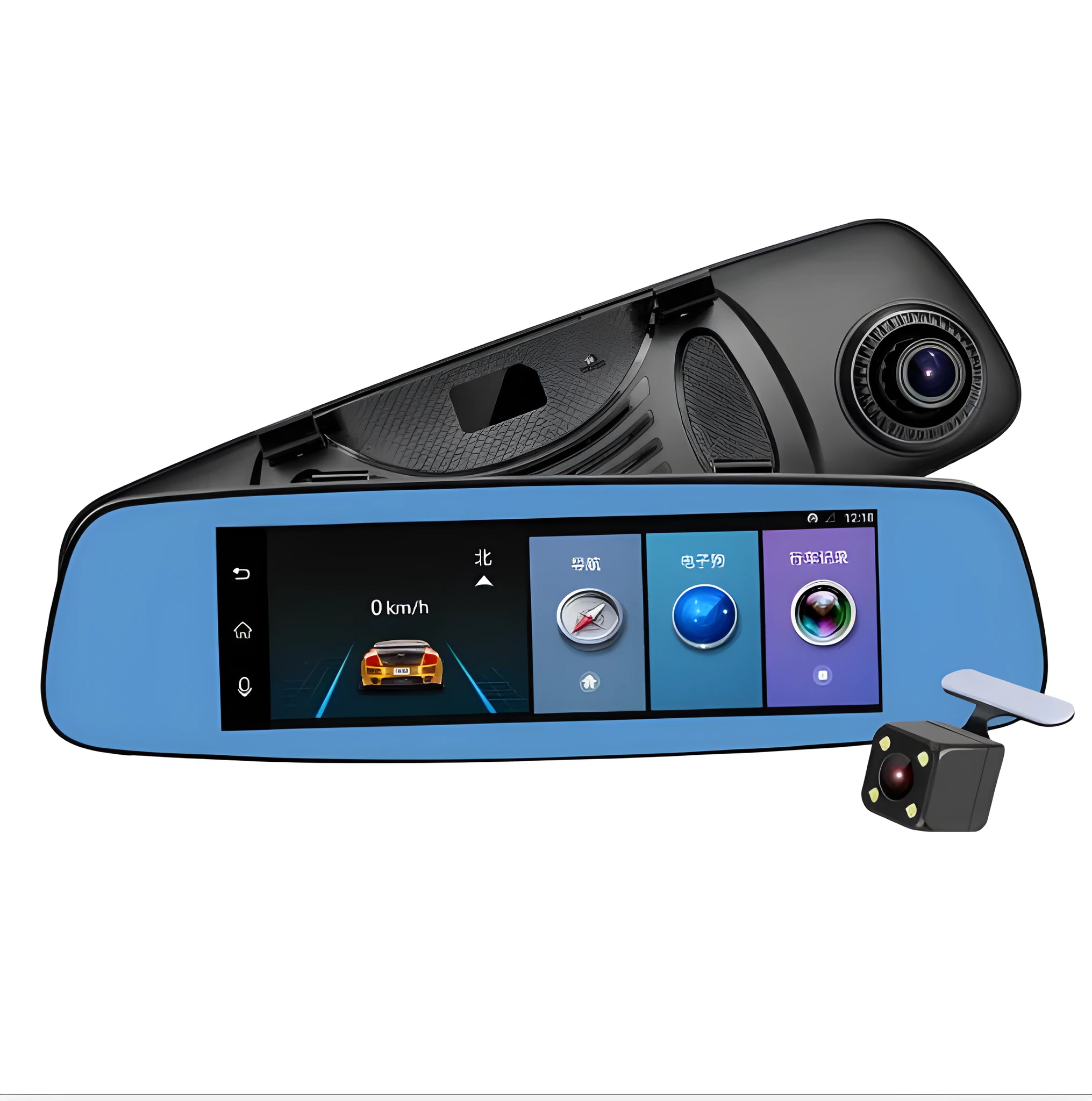 8-inch 4G cloud mirror driving recorder with front and rear 1080P HD cameras and Android navigation