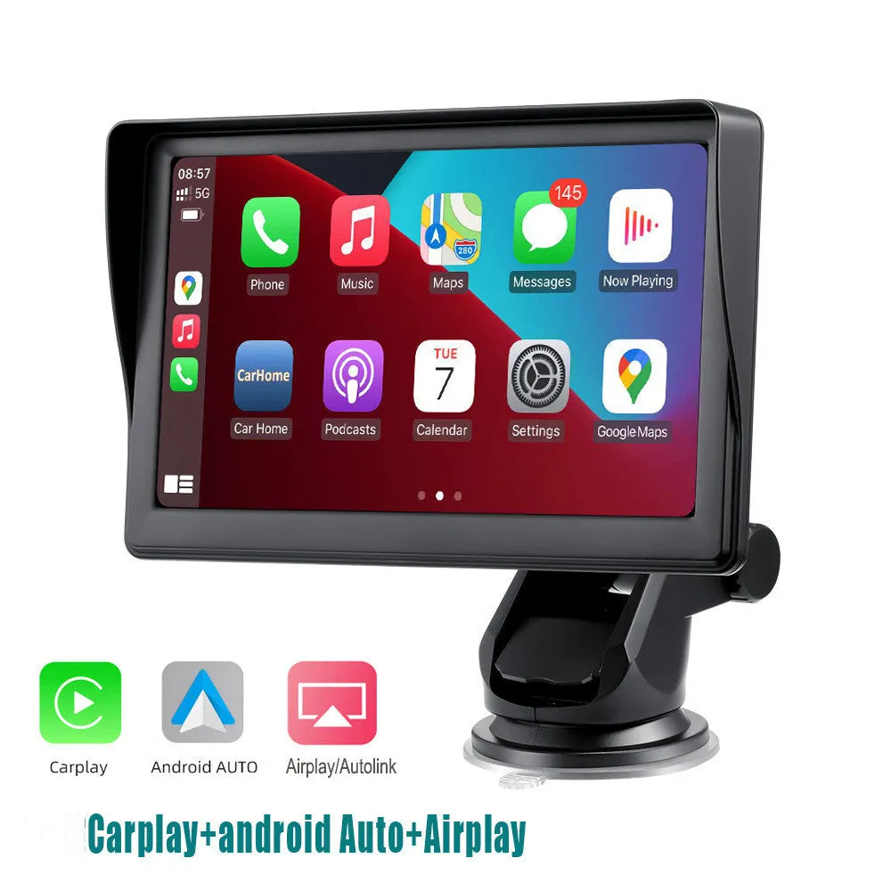 7 inch portable car smart screen with wireless CarPlay and Android Auto on retractable bracket