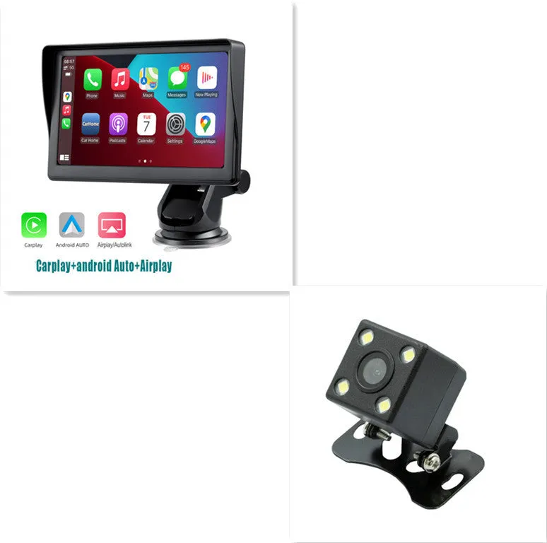 7 inch portable car smart screen with wireless CarPlay and Android Auto on retractable bracket