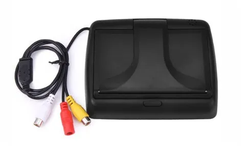 Car baby rearview observation mirror with 4.3 inch folding display and infrared camera in black plastic housing