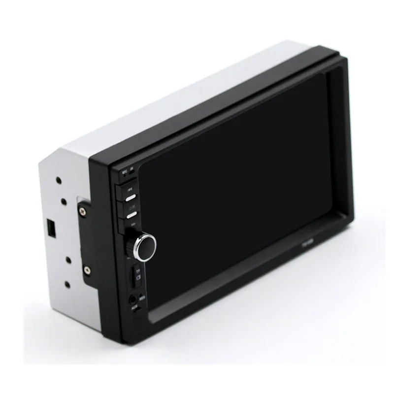 7-inch dual spindle vehicle MP5 player with Bluetooth and reversing function in black front view
