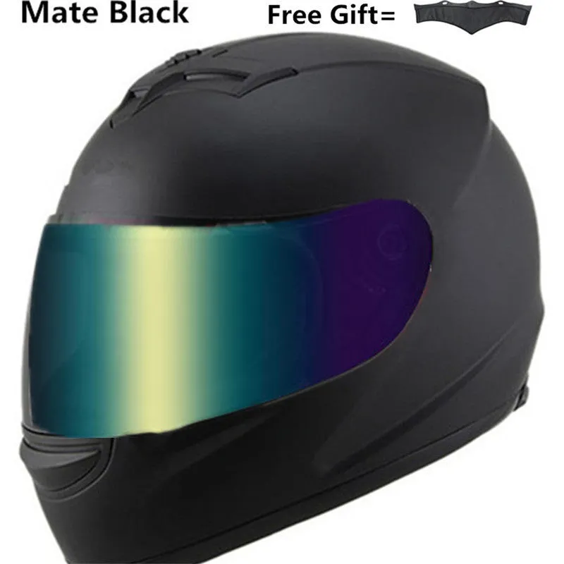 Men's full-face motorcycle helmet in black silver with visor, one size and XXL options