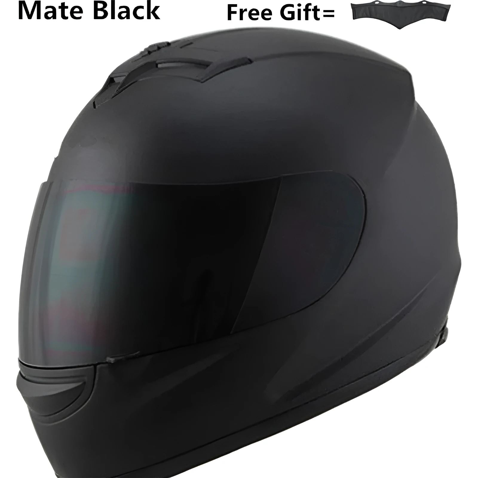 Men's full-face motorcycle helmet in black silver with visor, one size and XXL options