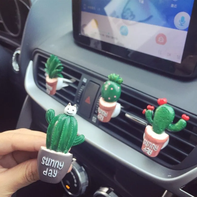 Car air freshener clip vent plant ornament cactus style on AC louver