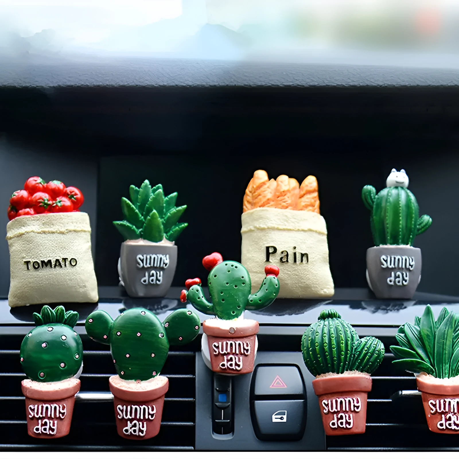 Car air freshener clip vent plant ornament cactus style on AC louver
