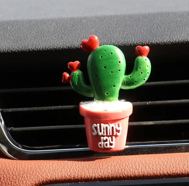 Car air freshener clip vent plant ornament cactus style on AC louver