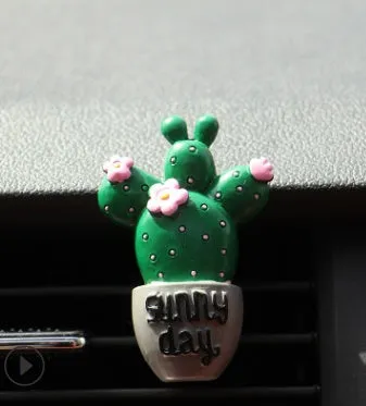 Car air freshener clip vent plant ornament cactus style on AC louver