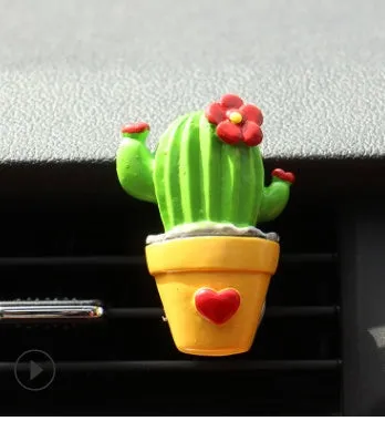 Car air freshener clip vent plant ornament cactus style on AC louver