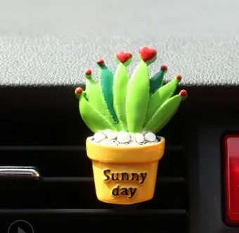 Car air freshener clip vent plant ornament cactus style on AC louver