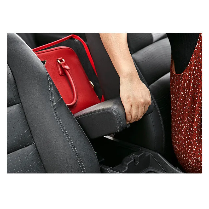 Polyester mesh car seat storage net organiser with adjustable belt, 40x12x26cm, in black, single pocket design