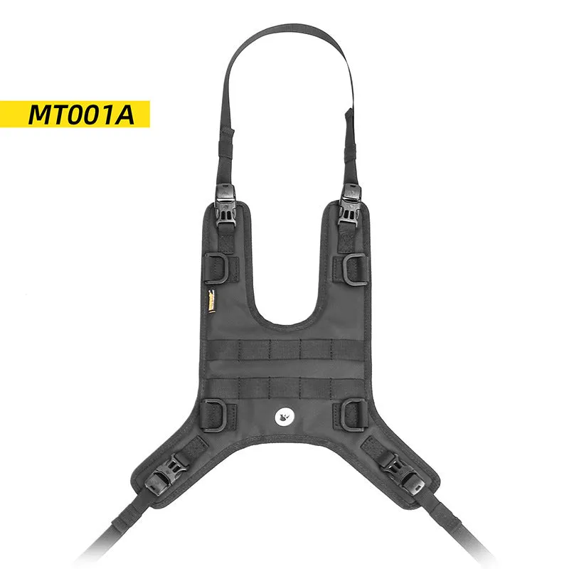 Polyester motorcycle fuel tank vest mount in MT001A colour with three black straps on a bike tank
