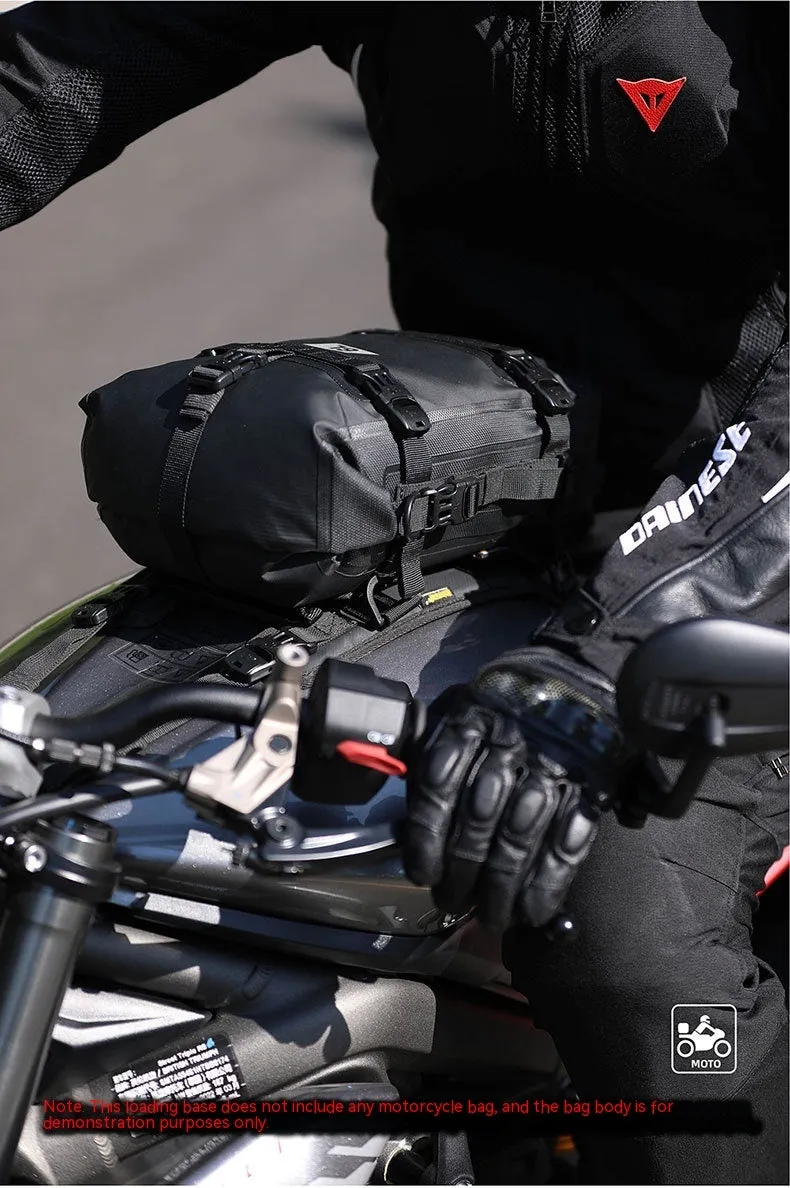 Polyester motorcycle fuel tank vest mount in MT001A colour with three black straps on a bike tank