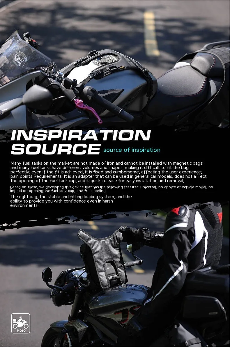 Polyester motorcycle fuel tank vest mount in MT001A colour with three black straps on a bike tank