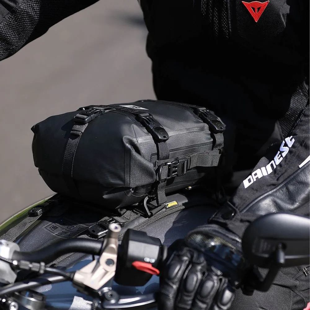 Polyester motorcycle fuel tank vest mount in MT001A colour with three black straps on a bike tank