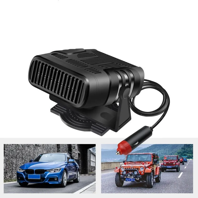 Black multifunctional purifier car heater with ABS body and compact design, 10 by 7.2 cm