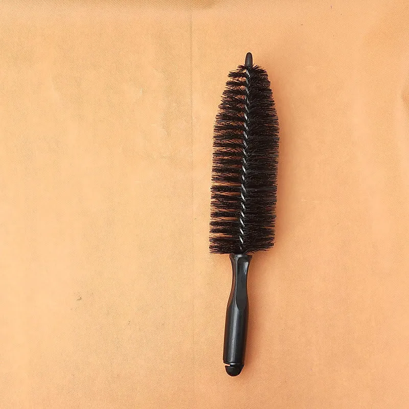 27cm car wheel brush with PP handle and dense bristles for hub cleaning, available in black or grey