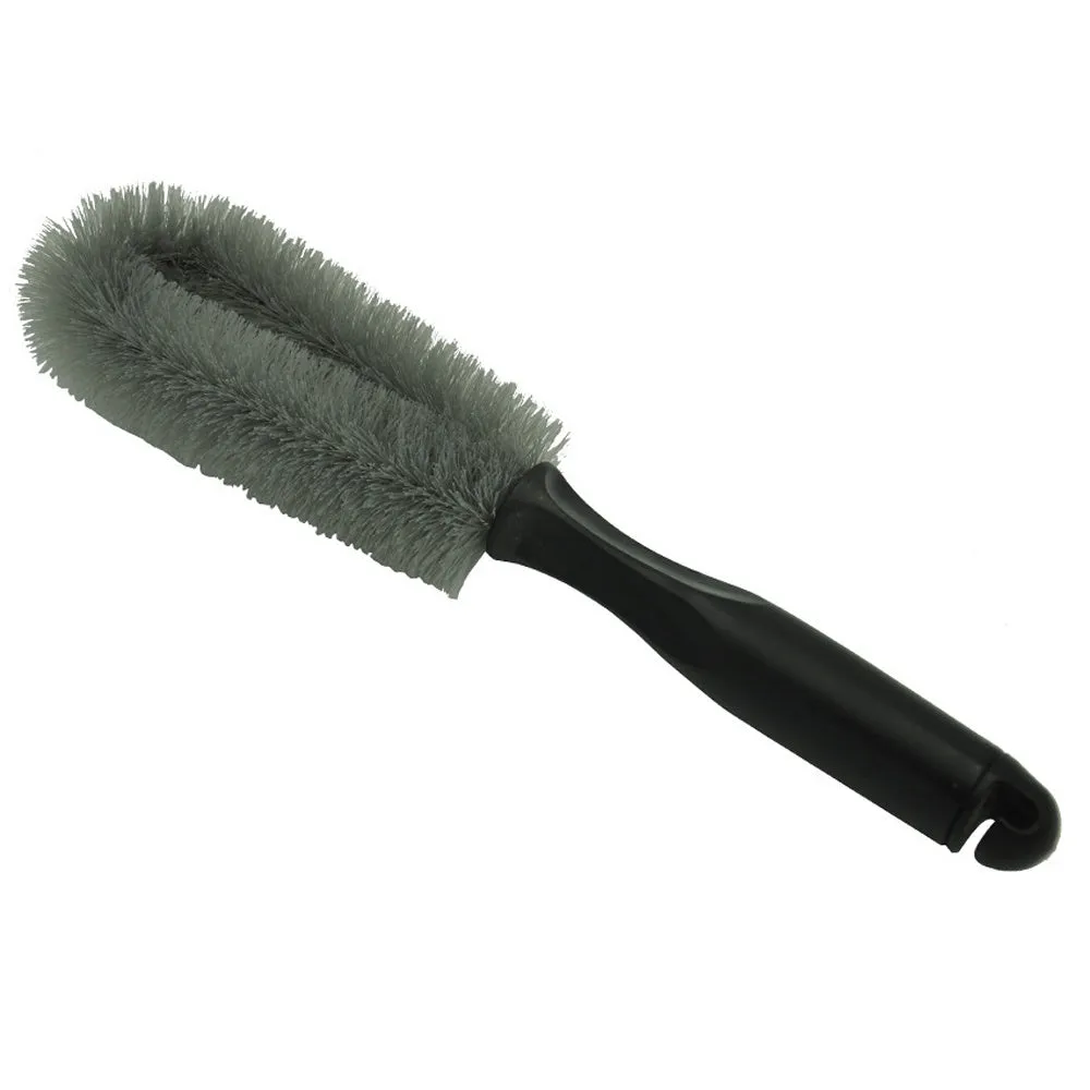 27cm car wheel brush with PP handle and dense bristles for hub cleaning, available in black or grey