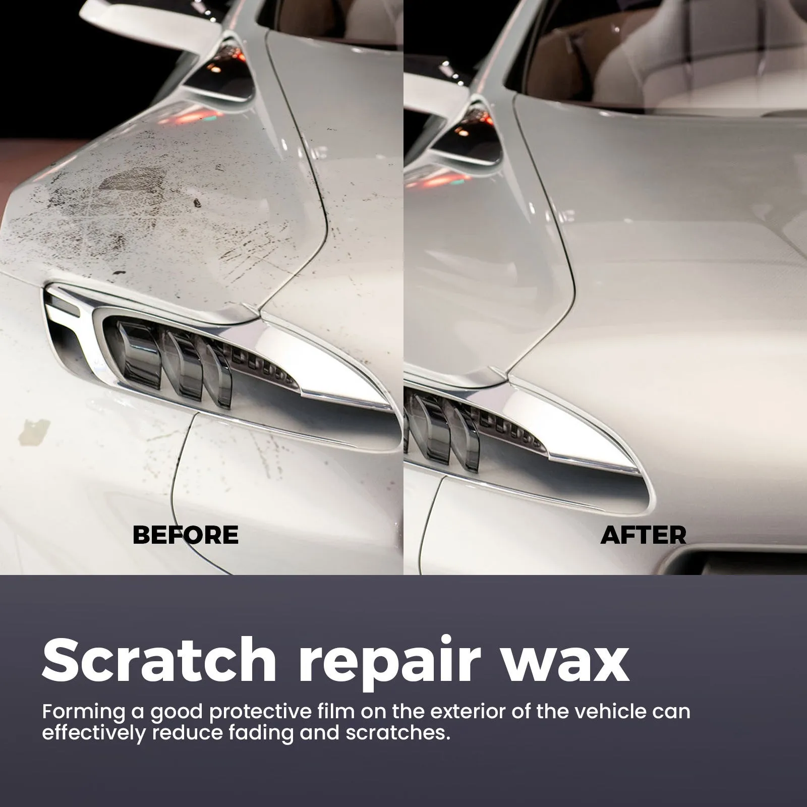 Car scratch wax 100g with sponge and cloth, 9.1cm x 9.1cm wax block for paint repair