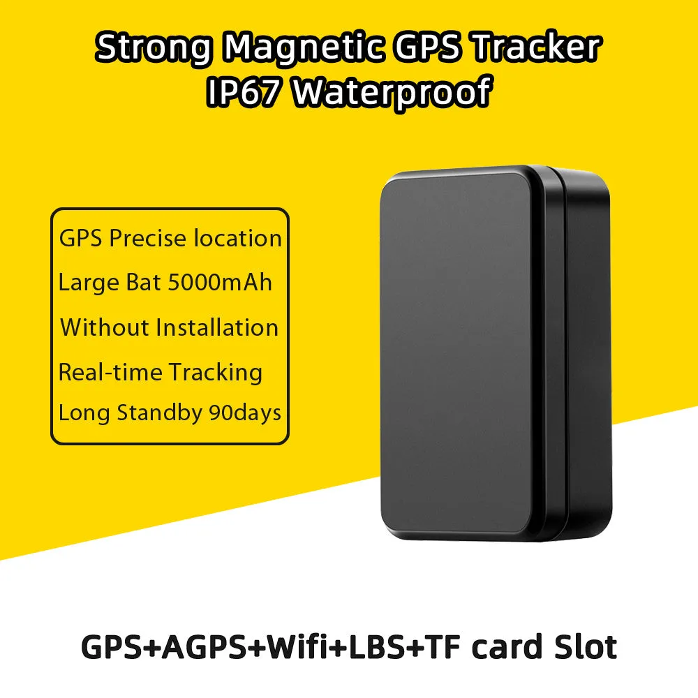 Black GPS vehicle wireless locator with ABS casing and dry battery power