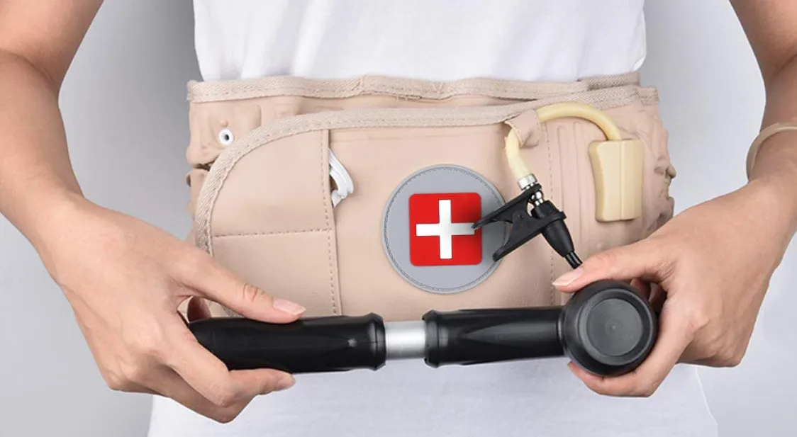 Waist air traction brace belt with inflatable ball for lumbar support and back massage