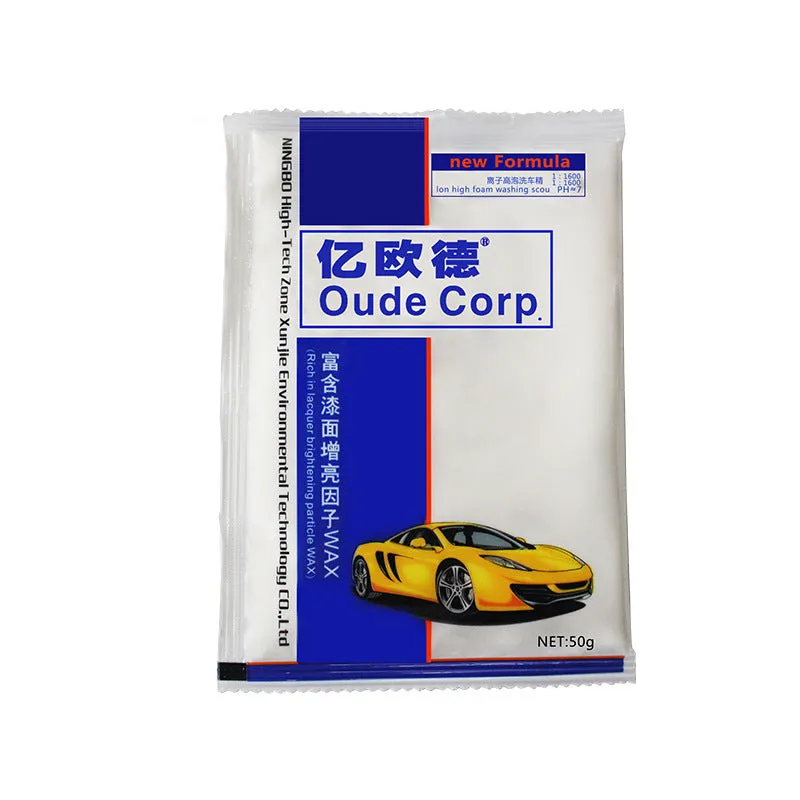 Concentrated foam car wash powder in 50g sachet with wax additive for car cleaning