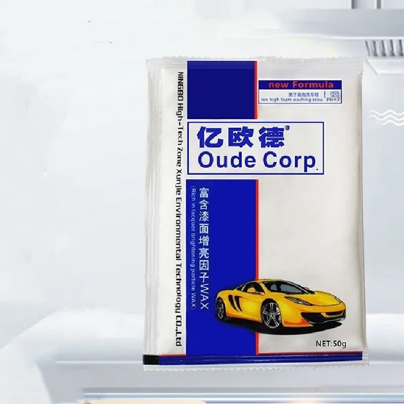 Concentrated foam car wash powder in 50g sachet with wax additive for car cleaning
