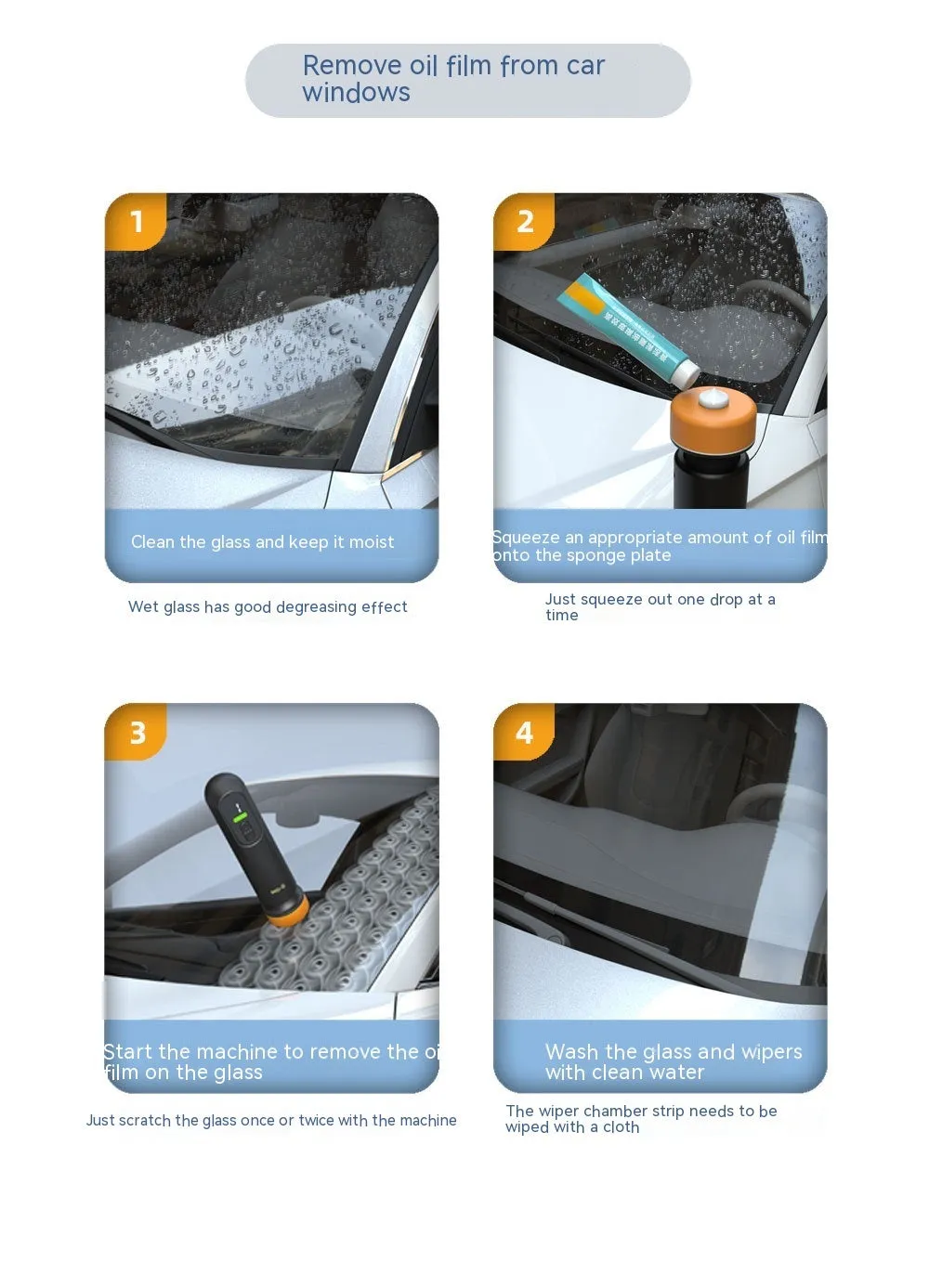 Wireless car scratch repair machine with alloy body in black, USB charging, and two sponge heads