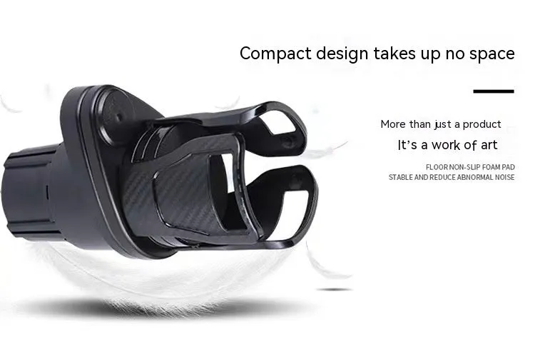 Double-layer rotating car cup holder with black ribbon sponge box showing top and bottom storage sections
