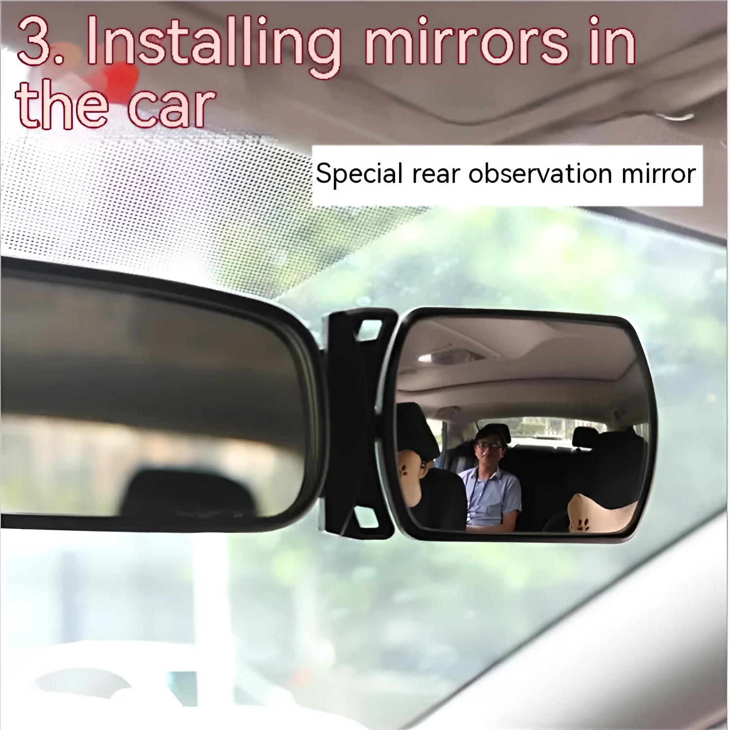 Wide angle widened car rearview mirror 8x6cm glass interior safety mirror