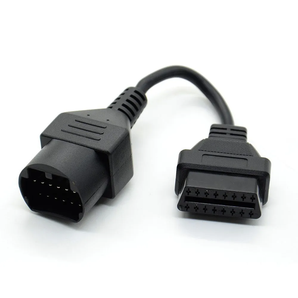 Mazda 17-pin to OBDII 16-pin diagnostic cable adapter in black PVC