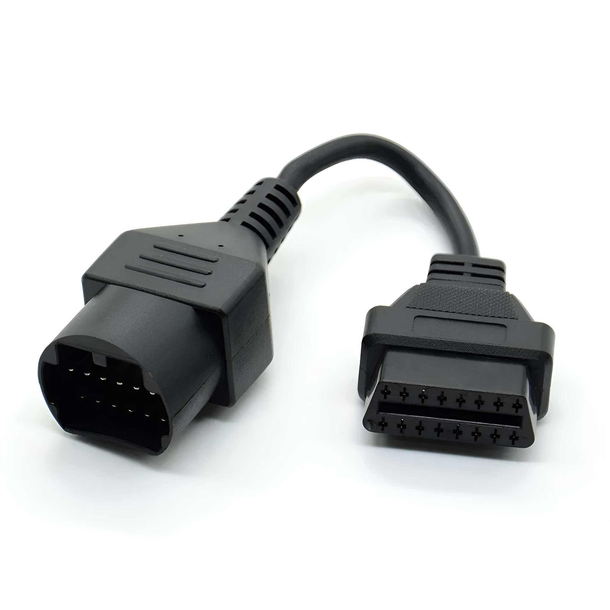 Mazda 17-pin to OBDII 16-pin diagnostic cable adapter in black PVC