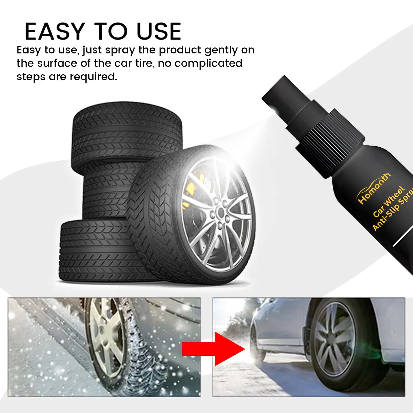 30ml decontamination care repair wheel anti-skid cleaner in clear bottle with cap, white label