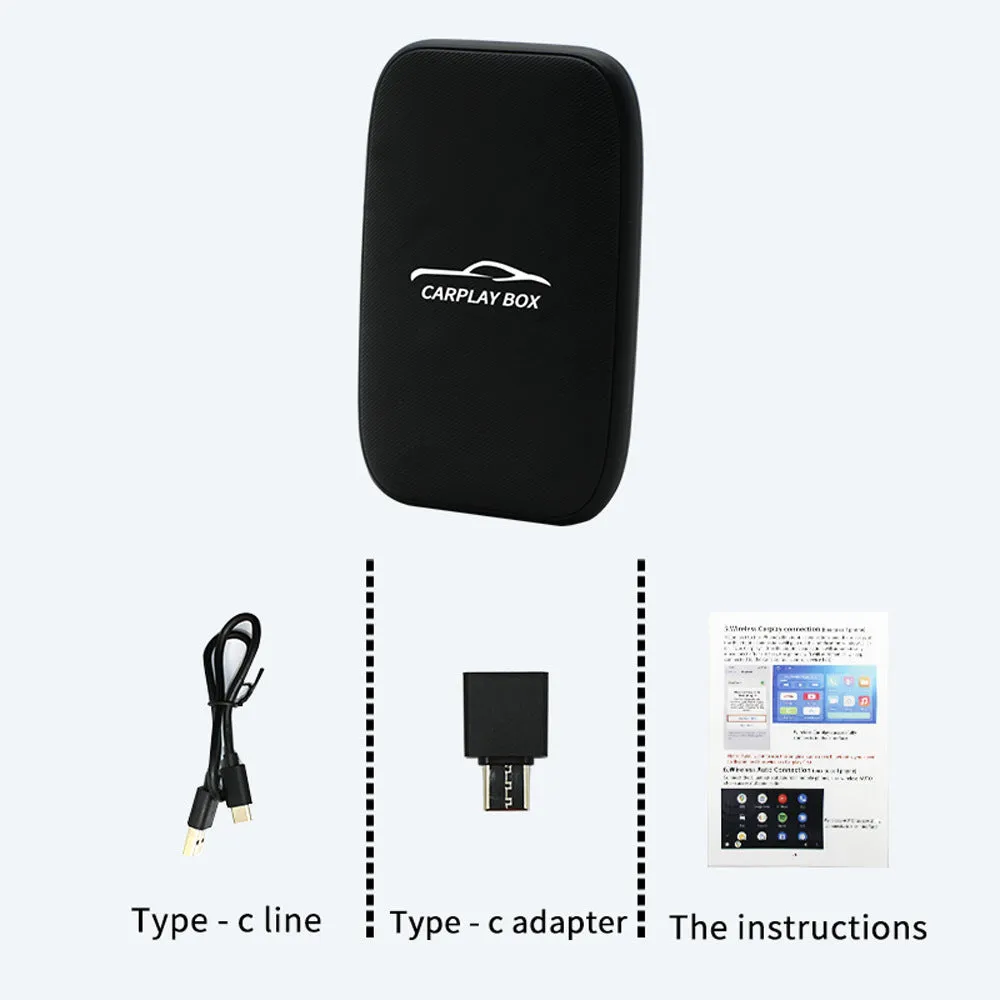 Compact wireless CarPlay adapter with Type-C interface and plastic housing, 50x80x12mm