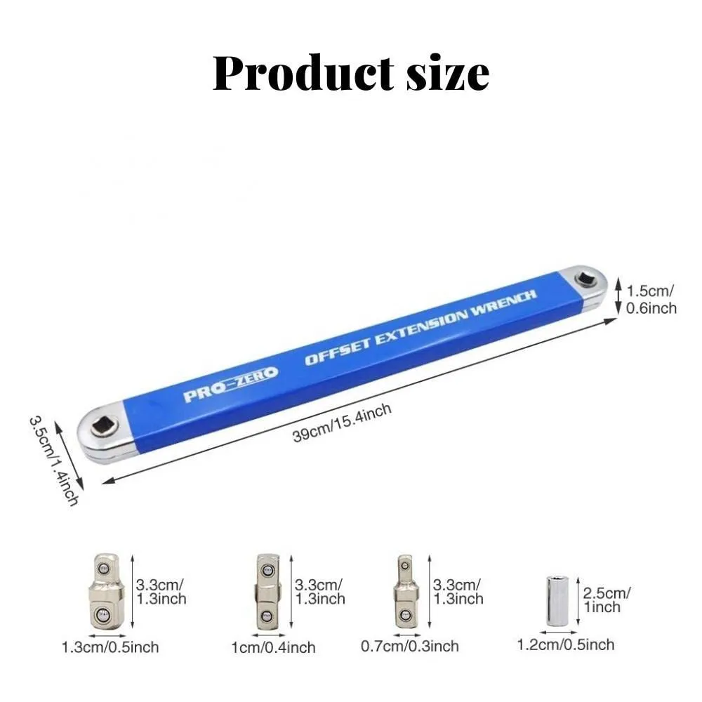 Multi-function lengthened stainless steel wrench set with ratchet handle and extension wrenches, 4 pieces without logo, for car and machine repair