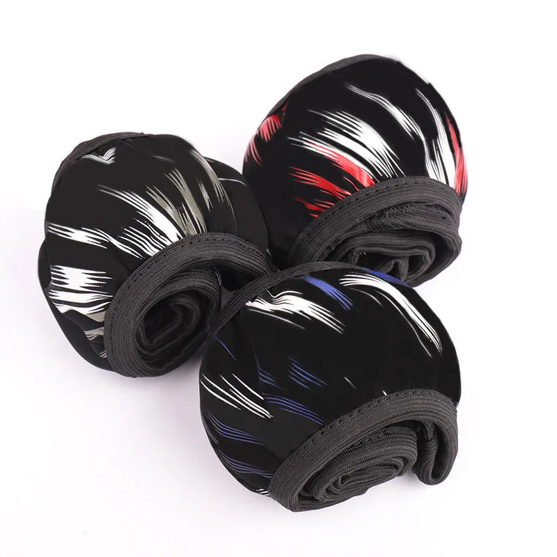 Elastic imitation leather steering wheel cover in black red colour without inner ring, sports style