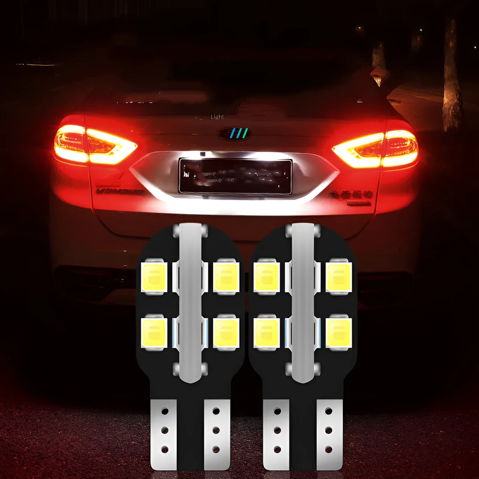 12V T10 LED car license plate light bulb in white colour with wedge base