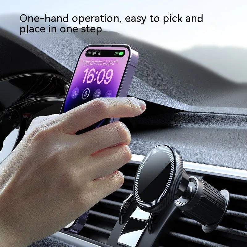 Car mobile phone magnetic suction metal hook bracket attached to air vent for navigation use