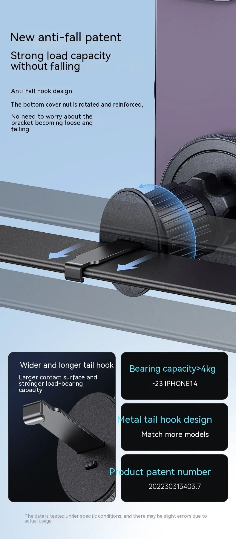Car mobile phone magnetic suction metal hook bracket attached to air vent for navigation use