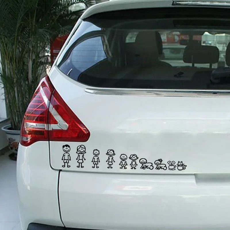 Big family cartoon car sticker in PET material strong adhesion 38.3x29.5cm