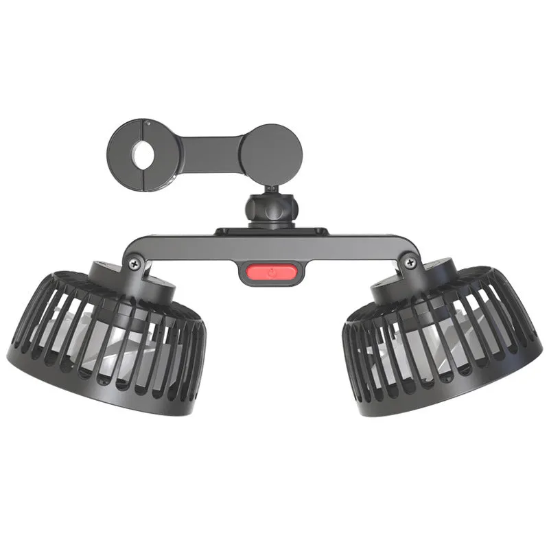 Black car USB rear pillow single head fan with adjustable wind output for vehicle interiors
