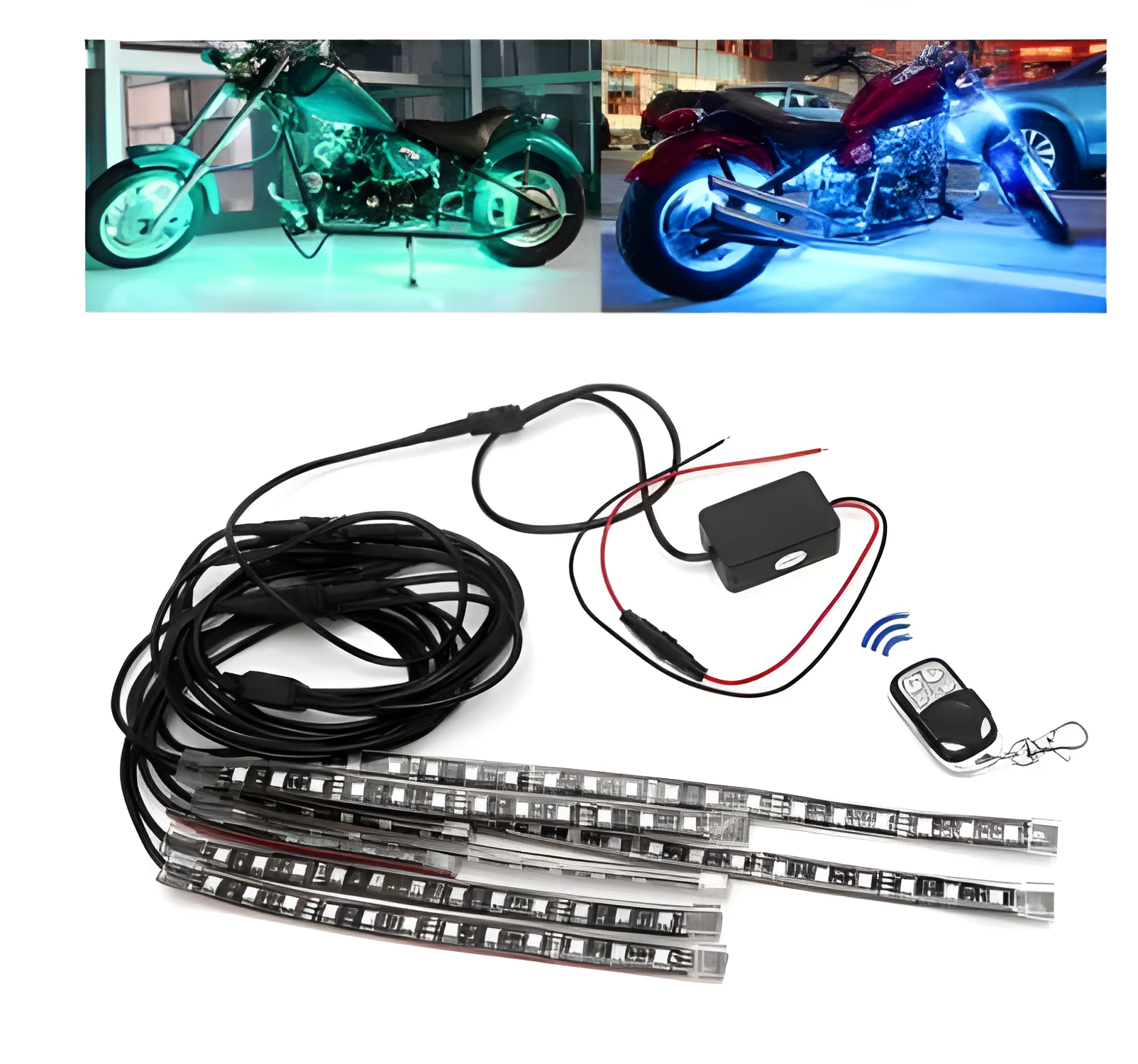 PVC LED light strip for car underbody with remote control, black housing, 12V 50W