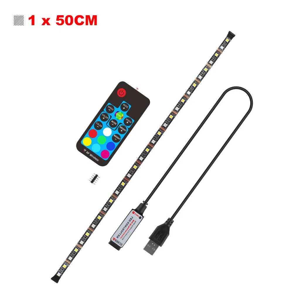 PVC LED light strip for car underbody with remote control, black housing, 12V 50W