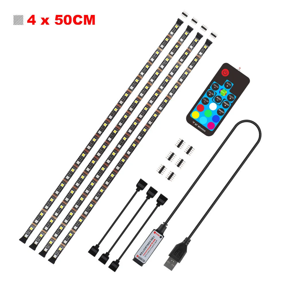 PVC LED light strip for car underbody with remote control, black housing, 12V 50W