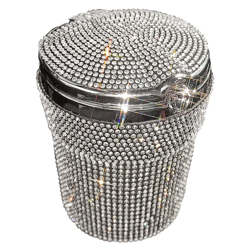 Creative covered diamond inlaid car ashtray with rhinestone finish, 7.5cm size, multi-colour option