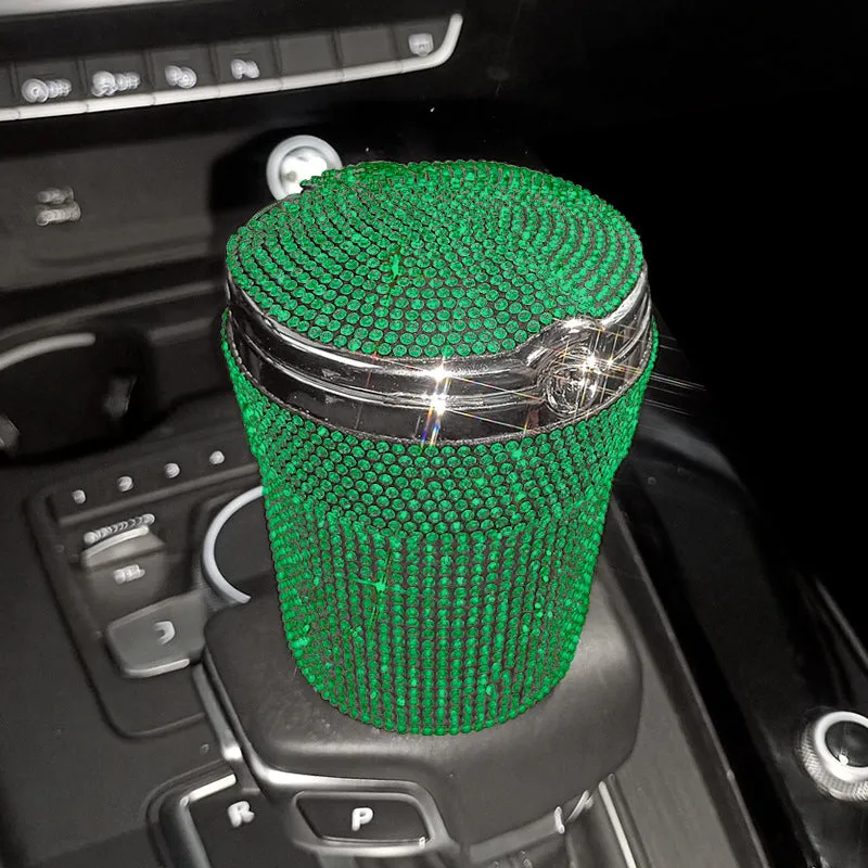 Creative covered diamond inlaid car ashtray with rhinestone finish, 7.5cm size, multi-colour option
